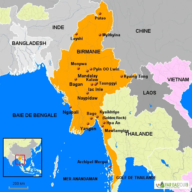 Carte : Myanmar - Birmanie