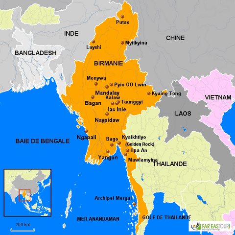 Carte : Myanmar - Birmanie